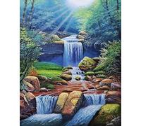 ZHXXFD Waterfall Paint By Numbers for Adults Without Frame,Adult Paint By Numbers Canvas Kits Landscape Mountain - 40X50Cm,DIY Acrylic Oil Painting Kit Art,Painting By Numbers for Beginner,A12