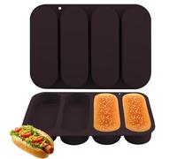 ZHYEEDAA 6 Inch Standard Hot Dog Buns Mold, 2-Pack Non-Stick Silicone Mold - Bakes 8 Buns, Dishwasher Safe, also for keto hot dog buns & small bread/coffee bean