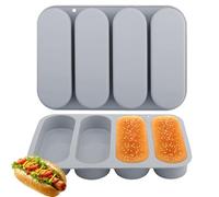 ZHYEEDAA 6 Inch Standard Hot Dog Buns Mold, 2-Pack Non-Stick Silicone Mold - Bakes 8 Buns, Dishwasher Safe, also for keto hot dog buns & small bread