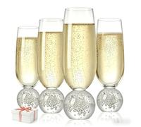 ZHYOCOGY Champagne Flutes Set of 4, 200ml Lead-Free Crystal Prosecco Glasses with Stable Bubble Base, Elegant Wine Drinking Glassware for Wedding, Party, Gift, Anniversary Champagne, Cocktail, Juice