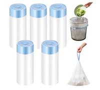 ZHYUAN 5 Packs of 15 Bin Liners Each, Cat Litter Box Bags with Drawstrings, Cat Litter Box Liners, Waste Bags, Rubbish Bags for Pets, Tear-Resistant, 75 Pieces Total