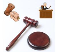 ZHYUAN Auction Hammer, Wooden Handle, Natural, 0.27kg, 25cm, 4.2cm Head, 12cm Sound Block, German Style, Ideal for Judge, Lawyer, Auctioneer