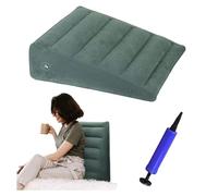 ZHYUAN Inflatable Triangle Cushion, Flocked Inflatable Cushion, Wedge Cushion, Inflatable Cushion, Wedge Pillow, Reflux Pillow Against Snoring, Comfortable Sleep, Travel, Pain Relief (Deep Green)