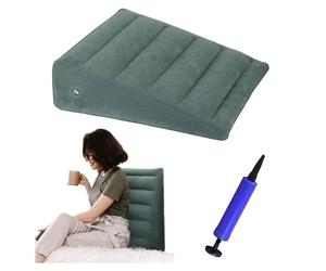 ZHYUAN Inflatable Triangle Cushion, Flocked Inflatable Cushion, Wedge Cushion, Inflatable Cushion, Wedge Pillow, Reflux Pillow Against Snoring, Comfortable Sleep, Travel, Pain Relief (Deep Green)
