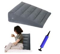 ZHYUAN Inflatable Triangle Pillow, Flocked Wedge Cushion, Reflux Pillow, Comfortable Sleep, Travel, Pain Relief (Dark Grey)