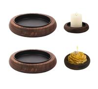 ZHYUAN Pack of 2 Wooden Candle Plates, 10 cm Diameter, Round Candle Holder, Wooden Coasters for Candles, Weddings, Living Room