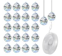 ZHYUAN Pack of 22 Crystal Pendants, 20mm Clear Glass Prism, Rainbow & Christmas Themed, Traditional Style, Hanging Ornaments
