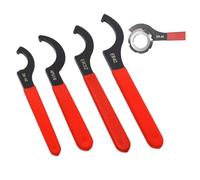 ZHYUAN Pack of 4 Adjustable Hook Wrenches, C Hook Wrench, Collet Chuck, Red Non-Slip Handle, For Tightening Or Loosening Nut