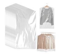 ZHYUAN Pack of 50 Dustproof Clothes Protectors, Transparent Clothes Protection, 60 x 90 cm, Plastic Suit Bag, Dry Cleaning Bags, Clothes Bags, Clothes Protection, Hanging, for Home, Hotel, Travel