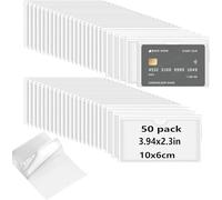 ZHYUAN Pack of 50 Self-Adhesive Label Holders, Business Card Pockets, Transparent, Waterproof for Home, Office, School