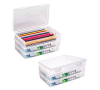 ZHYUAN Pack of 6 Stackable Storage Boxes, Stackable Pens Box Storage, Small Pen Storage with Lid, Plastic Storage Box, Pens, Stackable Plastic Storage Pens, Pen Box
