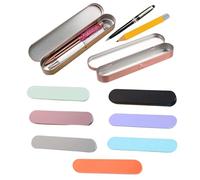 ZHYUAN Pack of 7 Silver Coloured Box for Pen, Empty Tin Box, Hinged Stationery Box, Stationery Storage Box, Pen Case, Metal Pens, Case, Empty Tin Box, Multiple colours, No
