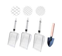 ZHYUAN Set of 4 soil strainer, garden sieve, sand strainer, stainless steel garden soil strainer, garden sieve made of stainless steel, sand soil compost sieve with handle, with small garden shovel