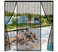 ZHZFSH Magnetic Fly Screen Door, Double Door Screen Curtain for Sliding Door with Powerful Magnets and Full Frame Magic Tape, Double Door Anti Mosquito Mesh Fly Curtain, Black-A, 300x190cm