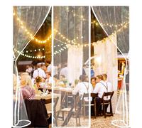 ZHZFSH Magnetic Fly Screen Door Double Door Screen Curtain for Sliding Door with Powerful Magnets and Full Frame Magic Tape Double Door Anti Mosquito Mesh Fly Curtain, White-A, 210x200cm