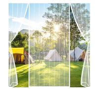 ZHZFSH Magnetic Fly Screen Door, Double Door Screen Curtain for Sliding Door with Powerful Magnets and Full Frame Magic Tape, Double Door Anti Mosquito Mesh Fly Curtain, White-A, 150x190cm