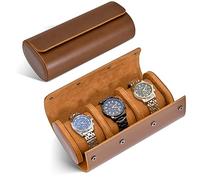 ZHZM Watch Box Organizer - Handmade 3-Slot Watch Storage, Slide In/Out for Home, Travel & Business Trips (Dark Brown)