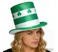 Zhzrche St. Patrick's Day Hat Green Shamrock Top Hat Green Stovepipe Hats for Party Supply (Green White)