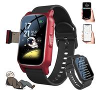 ZHZWwansuGE Elderly Fall Detection Watch, 4G Smartwatch, With GPS | SOS Button | HD Phone | Health Monitoring | Automatic Answering, Fall Reminder, For Alzheimer'S, Dementia Patients Red