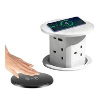 ZHZWwansuGE Vertical Lifting Socket, Automatic Pop-Up Power Socket, With 4 Sockets + Usb + Type-C Port + 15W Wireless Charging, Automatic Lifting, For Home And Office F
