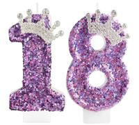 Zi Lan 18th Birthday Candles for Girls, Purple Crown Number 18 Candle for Cake Topper Decorations for Girls Birthday Party Wedding Anniversary Celebration Supplies