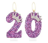 Zi Lan 20th Birthday Candles for Girls, Purple Crown Number 20 Candle for Cake Topper Decorations for Girls Birthday Party Wedding Anniversary Celebration Supplies
