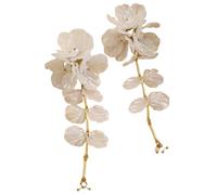 ZIAFRPN 3D Elegant White Petal Flower Drop Earrings for Women Luxury Petal Long Tassels Piercing Ear Jewelry Party Accessories Necklace