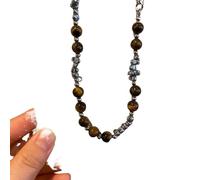 ZIAFRPN Beads Chain Necklaces for Men Teens, Tiger Eye Stone Beaded Collar, Aesthetic Tribal Healing Necklace