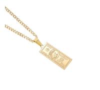 ZIAFRPN Casual Necklace Pendant 100 U.s. Dollar Pattern Hip Hop Rock Trend Men's Necklace Personality Million Dollar Bill Pendant Punk Fashion Jewelry Gift Jewellery