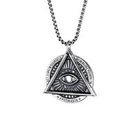 ZIAFRPN Casual Necklace Pendant Gothic All Seeing Eye Pendant Necklaces For Men Illuminati Eye of Providence God's Eye Necklace Jewelry Chain Jewellery