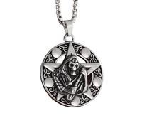 ZIAFRPN Casual Necklace Pendant Gothic Death Scythe Death Pendant Hell Demon Ghost Necklace Men's Punk Biker Halloween Rock Jewelry Jewellery