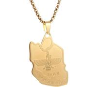 ZIAFRPN Casual Necklace Pendant Iran Map Ahura Pendant Roast Tehran Iranian Culture Persian Empire Jewelry Men's Fashion Necklace Jewellery
