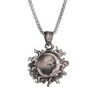 ZIAFRPN Casual Necklace Pendant Retro Sun Moon Stars Kiss Necklace Pendant Couple Fashion Trend Literary Accessories Commemorative Jewellery