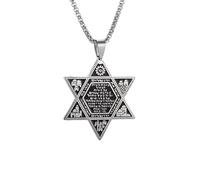 ZIAFRPN Casual Necklace Pendant Star of David Hebrew Language Pendant Necklace Judaism Solomon Six Pointed Star Amulet Jewelry Gift Jewellery
