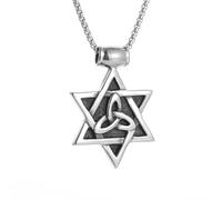 ZIAFRPN Casual Necklace Pendant Vintage Irish Celtic Trinity Knot Pendant Judaism Star of David Amulet Necklace Men Women Solomon Tantric Jewelry Jewellery