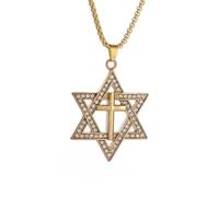 ZIAFRPN Classic Jewish Star of David Necklace Vintage Jerusalem Cross Pendant Israeli Religious Amulet Jewelry for Men and Women congratulations gifts