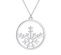 ZIAFRPN Classic Snowflake Art Line Necklaces for Women Stainless Steel Chains Fashion Clavicle Choker Winter mas Jewelry Gifts