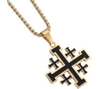 ZIAFRPN CROSS NECKLACE FOR MEN BIBLE CRUSADERS STAINLESS STEEL PENDANT ISRAEL JEWELS Bible Crusaders