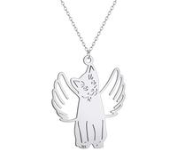 ZIAFRPN Cute Angel Wings Kitten Neckalce for Women Girl Cat Pendant Unisex Stainless Steel Clavicle Choker Fashion Jewelry Kids Gifts