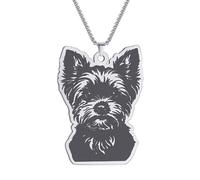 ZIAFRPN Cute Funny Kids Gifts Necklace Yorkshire Terrier Dog Stainless Steel Pendant Choker Thick Chains Necklace for Women Men Jewelry