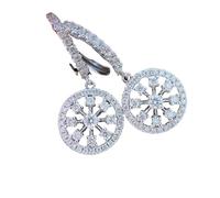 ZIAFRPN Dazzling Snowflake Hollow Round Geometry Earrings Silver Color White Stowne Party Dangle Earrings for Women