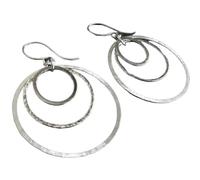 ZIAFRPN Delicate Geometry Three Round Cross Earrings for Women Silver Color Party Dangle Earrings for Women