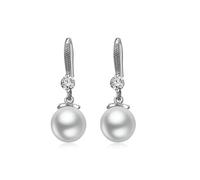 ZIAFRPN Elegant Round Imitation Pearl Earrings Dazzling CZ Inlaid with White Zircon Dangle Earrings 2021 Trend Jewelry Party Wedding