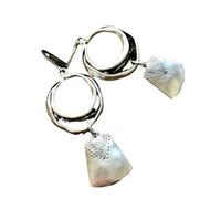 ZIAFRPN Ethnic Old Round Pattern Earrings Vintage Silver Color Hanging Square Carving Pattern Dangle Earrings