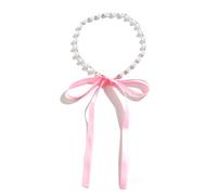ZIAFRPN European and American jewelry sweet DIY lace-up webbing pearl necklace female vintage long bow clavicle chain Wedding