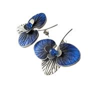 ZIAFRPN Exaggerated Art Blue Leaf Flower Stud Earrings for Women Beautiful Inlaid Blue Zircon Enamel Earrings Party Jewelry