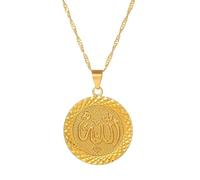 ZIAFRPN Exquisite Fashion Round Tag Allah Muslim Pendant Necklace Unisex Casual Jewelry Gift