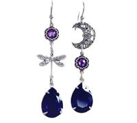 ZIAFRPN Exquisite Waterdrop Waterdrop Moon Dragonfly Geometry Earrings Silver Purple Blue Stone Earrings for Women Jewelry