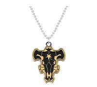 ZIAFRPN Fashion Game Animation Peripheral Black Five-leaf Clover Necklace Black Bull Magic Knights Logo Pendant Necklace