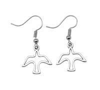 ZIAFRPN Fashion Handmade Simple Design Antique Silver Color Hollow Dove Of Peace Pendant Earrings Earrings